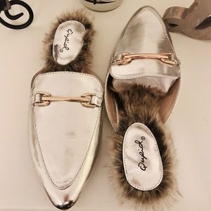 Qupid Silver Slide In Mule